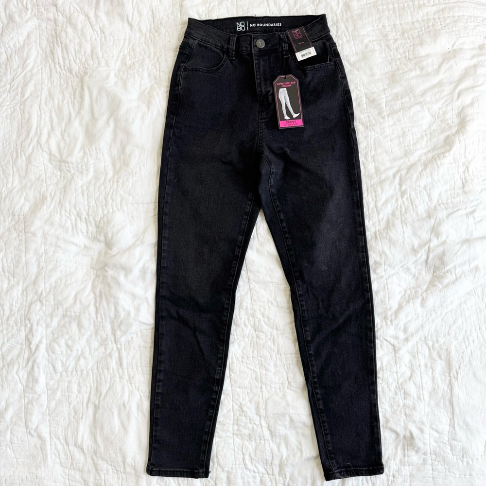 No Boundaries NEW Curvy Super High Rise Jegging Jeans Black Womens Denim NWT 7